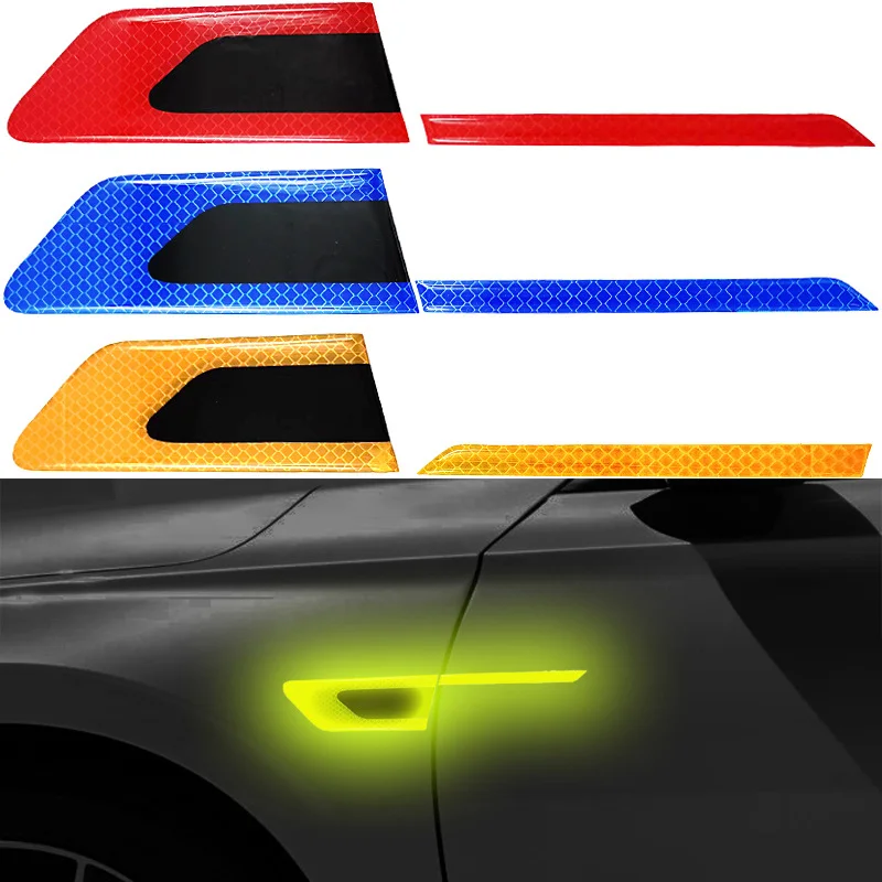 

2pcs Car Reflective Tape Night Safety Warning Mark Car Rearview Mirror Bumper Styling Decorative Reflector Stickers Auto Decals