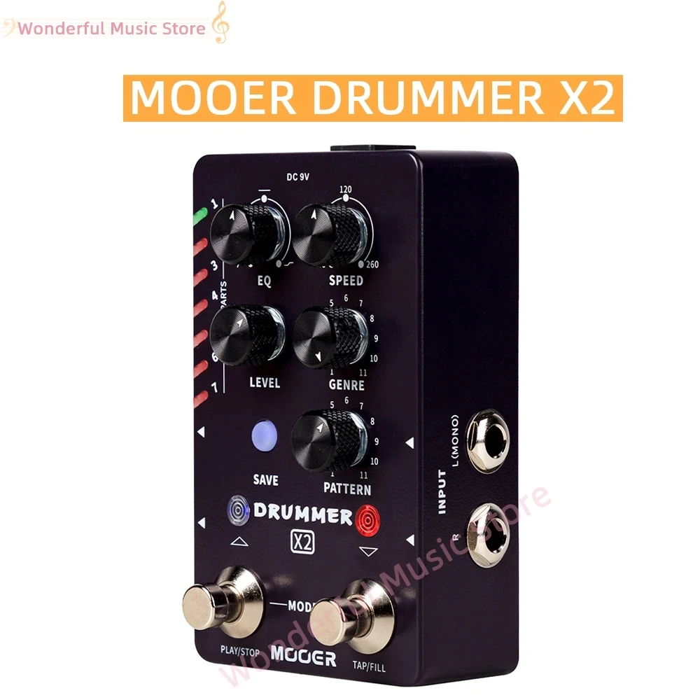 Mooer барабанная X2 электрическая гитара стерео барабанная машина эффект поддерживает заполнение сегмента плюс цветок EQ компенсация тона регулировка