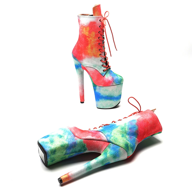 Leecabe  20CM/8inches catwalk  boots platform short boots model nightclub super high heel  3B