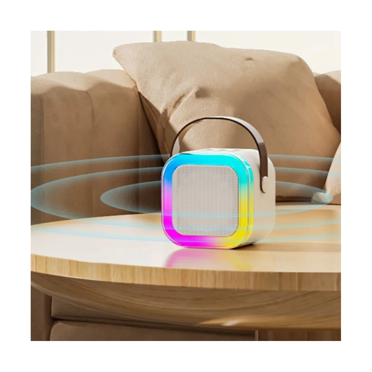 

Mini Outdoor Karaoke Bluetooth Speaker Portable with Wireless Microphone Card Subwoofer High Volume Children'S Gift C