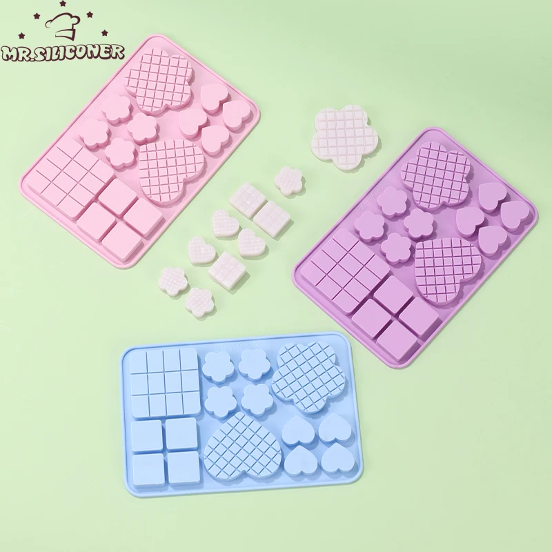 

Waffle Heart Snowflake Silicone Mold Baking Mold Chocolate Candy Mold Clay Resin Handmade Mould Party Cupcake Decorating Tools