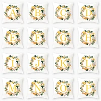 nordic flower alphabet cute pillow case yellow 26 letters white pillowcase garden sofa wedding decor 45z45 50x50 pillow case