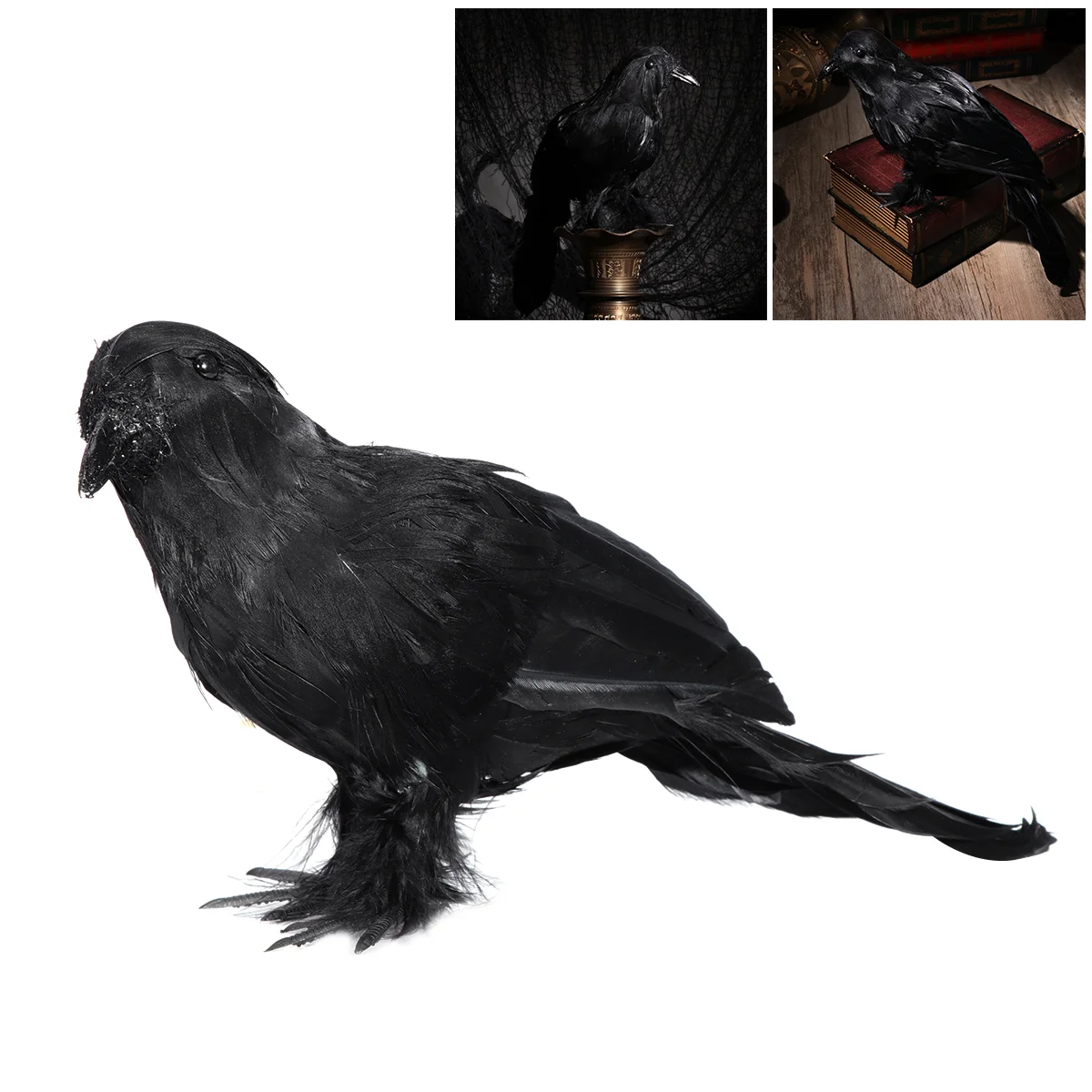 

Feathered Black Crow- Crow Prop Artificial Bird Prop Crafts for Decoration