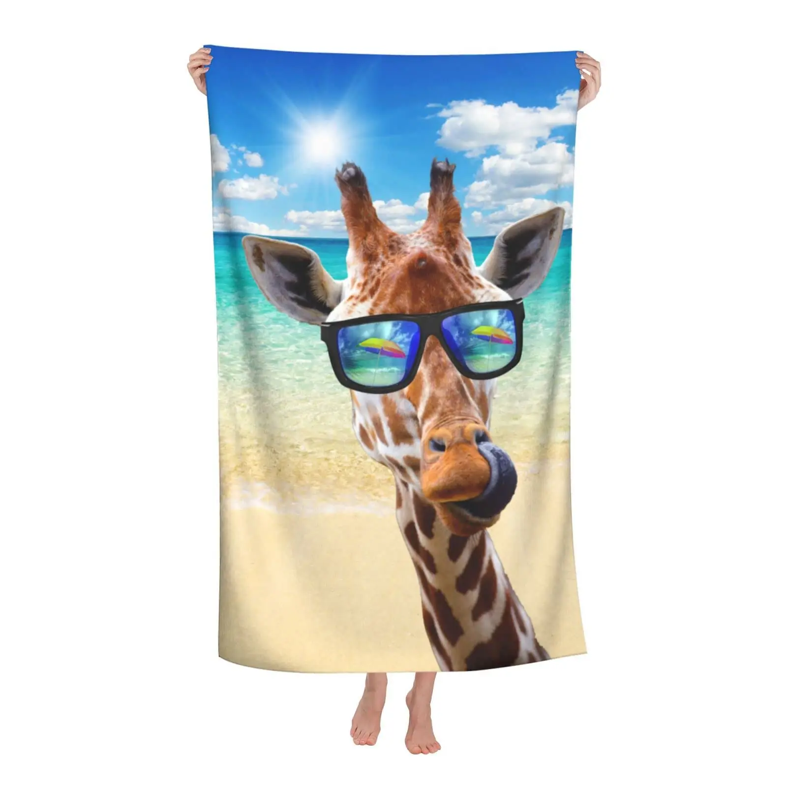 

Giraffe Beach Towel Selfie Super Soft Plush Cotton Beach Bath Pool Towel Quick Dry for Beach Holiday Towel Giraffe for Girls