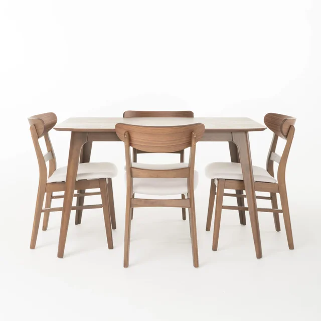 Noble House Lydia Mid-Century Modern 5 Pieces Dining Set 2