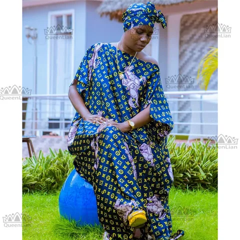 (Длина; 150 см, бюст: 190 см) Новый Супер Африканский шифон свободного размера Дашики традиционное фотоплатье с шарфом для женщин (DBF09 #)