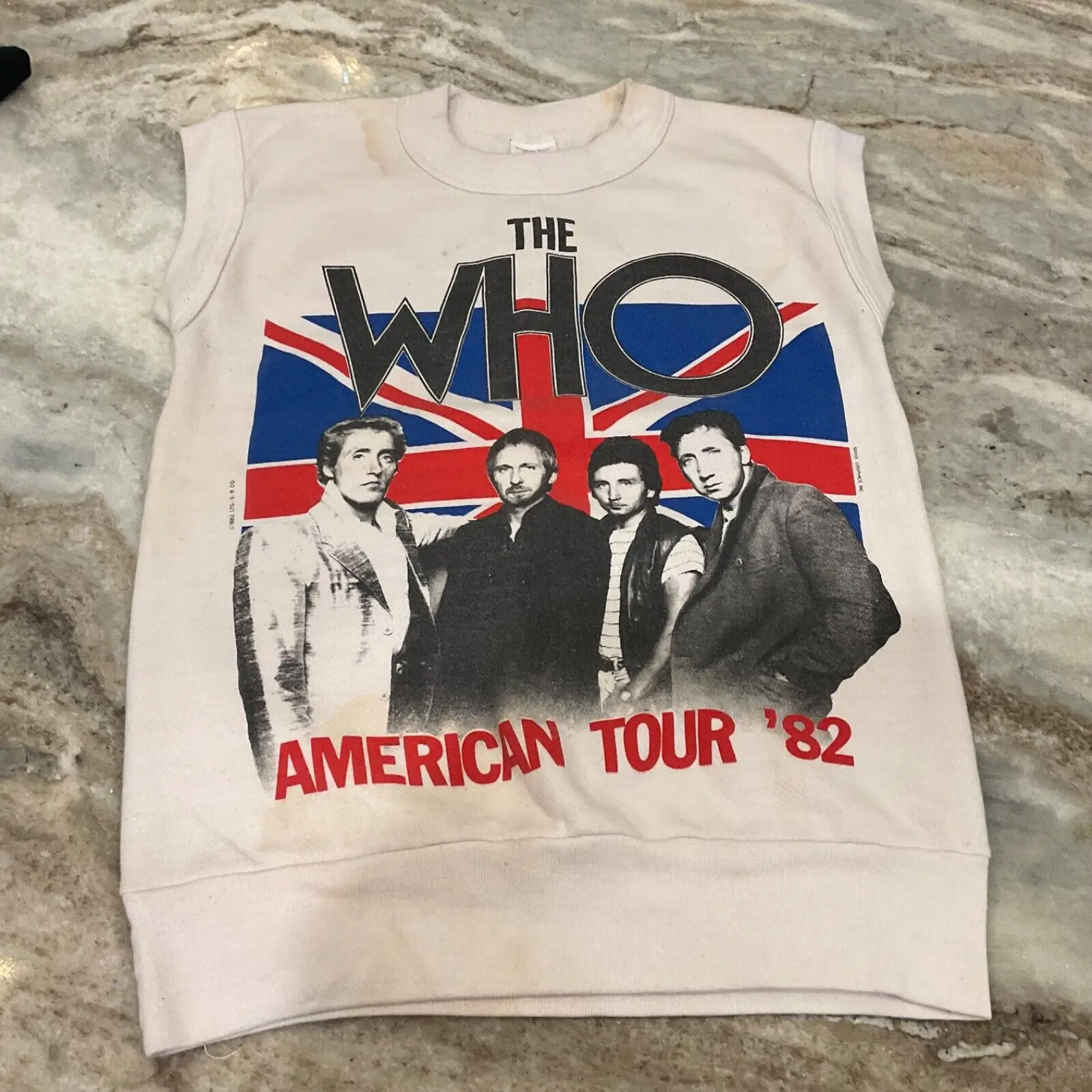 Футболка без рукавов The Who 1982 американский тур редкая маленькая оригинальная