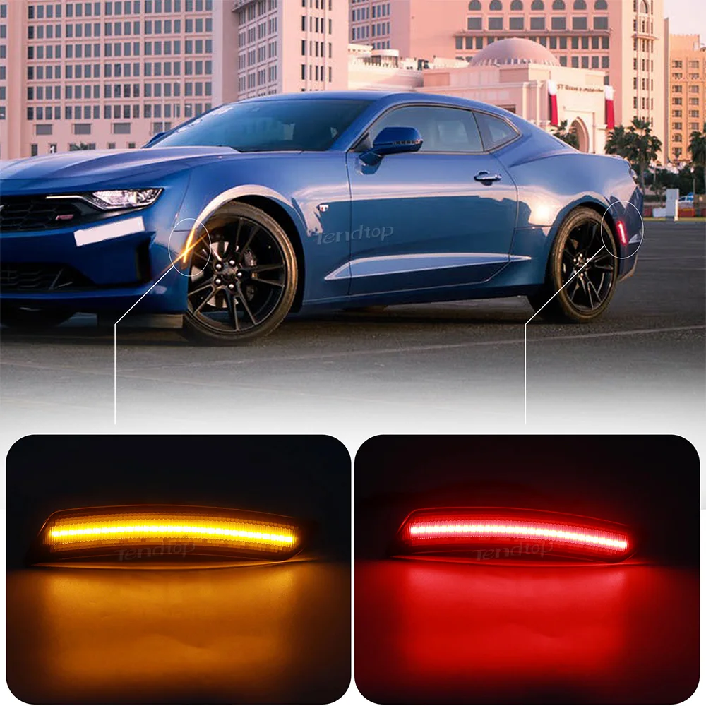 Smoked Lens  LED Side Marker Lights Front Rear Bumper Side Marker Lamps For Chevrolet Chevy Camaro 2016 2017 2018 2019