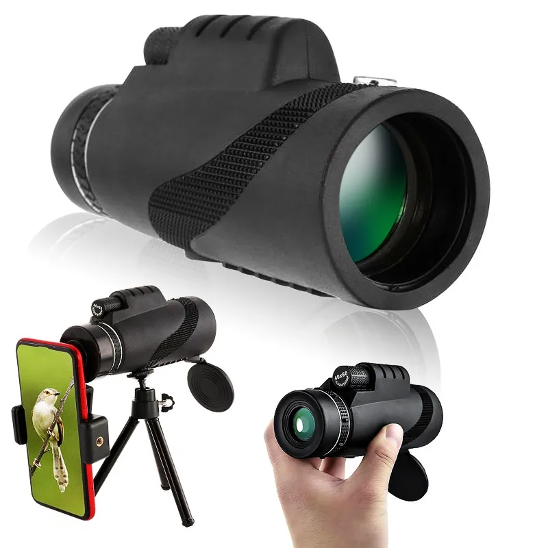 

HD Monocular Telescope BAK4-Prisms Mini Waterproof 40X60 High Magnification Pocket Zoom For Hunting Camping with Aluminum Tripod