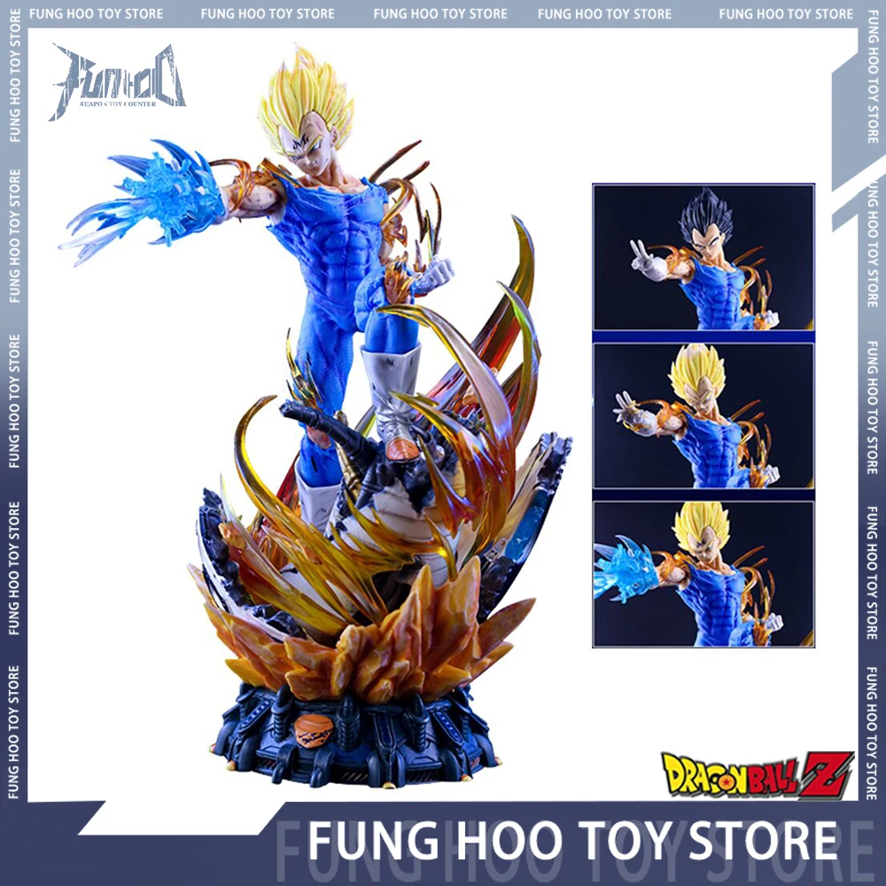 

45cm Dragon Ball Vegeta Figure Gk Super Saiyan Anime Figures 3 Heads Action Figurine Pvc Statue Model Doll Collectible Toy Gift