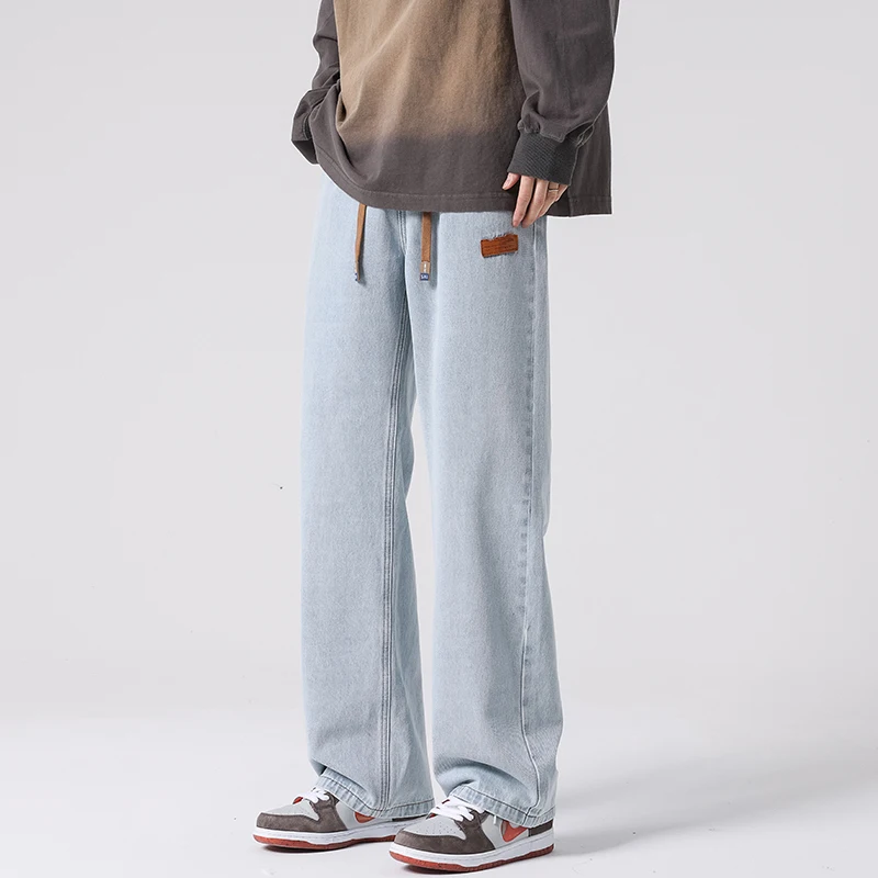 Прямые свободные джинсы в стиле ретро мужские джинсовые брюки нейтральная