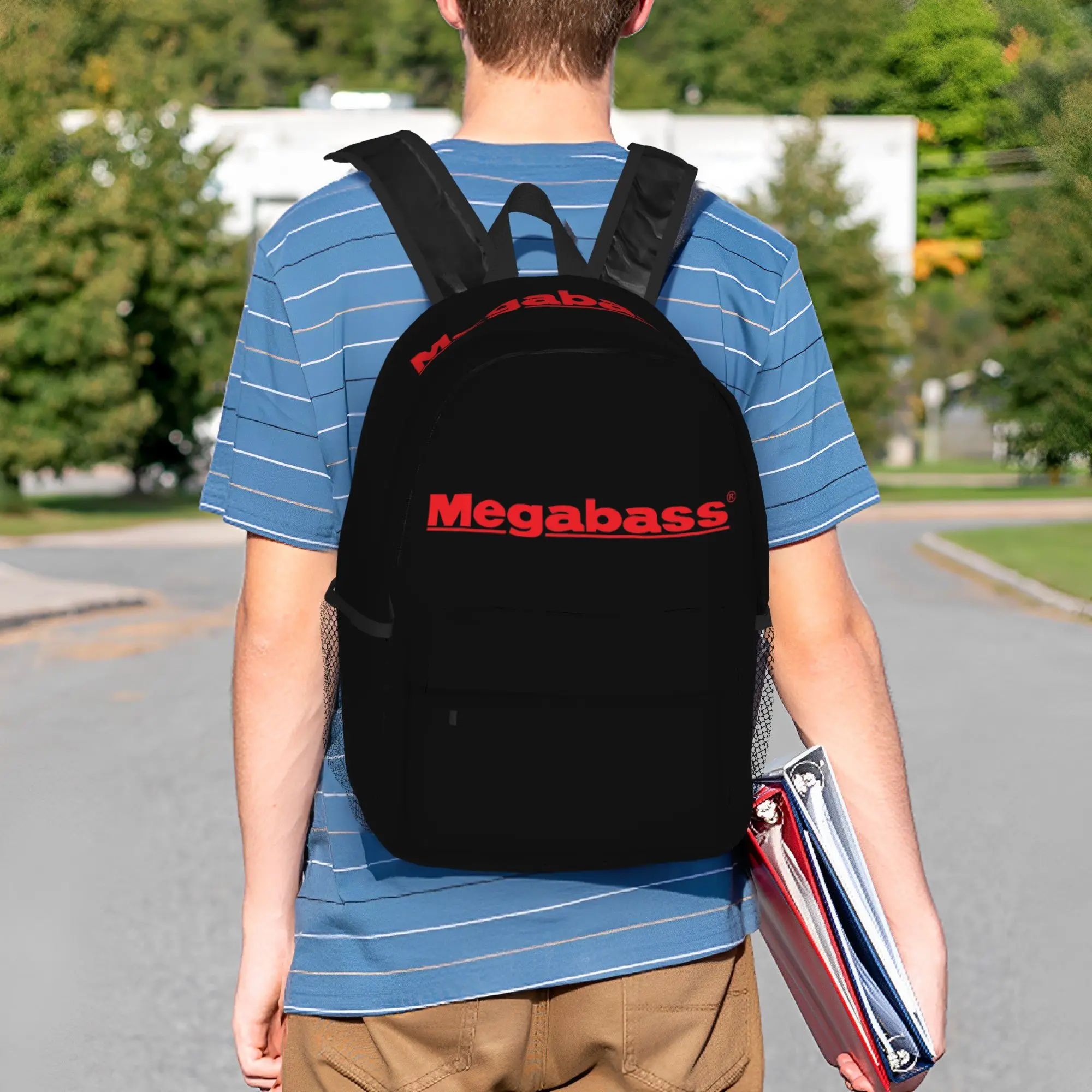 Фото Рюкзак с логотипом Megabass Holograph Speakers, горячая распродажа, вместительный рюкзак для мальчиков и девочек, сумка через плечо для мужчин и женщин, школьная сумка №5