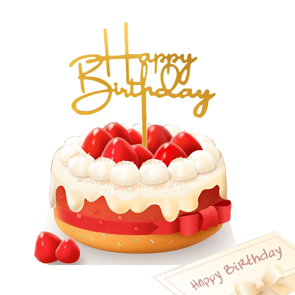 

10pcs Happy Birthday Cake Topper Acrylic Cake Topper for Baby Shower Birthday Party Supplies Wendding Decorations