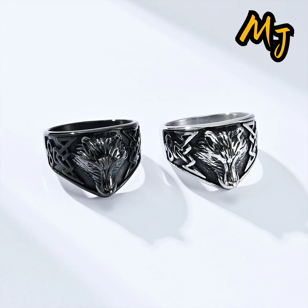 

Punk Viking Wolf Head Rings Vintage 316L Stainless Steel Celtic Knot Ring for Men Women Amulet Fashion Jewelry Gift Wholesale