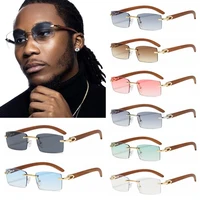 uv400 tinted lens punk rimless rectangle sunglasses mens sunglasses sun glasses shades