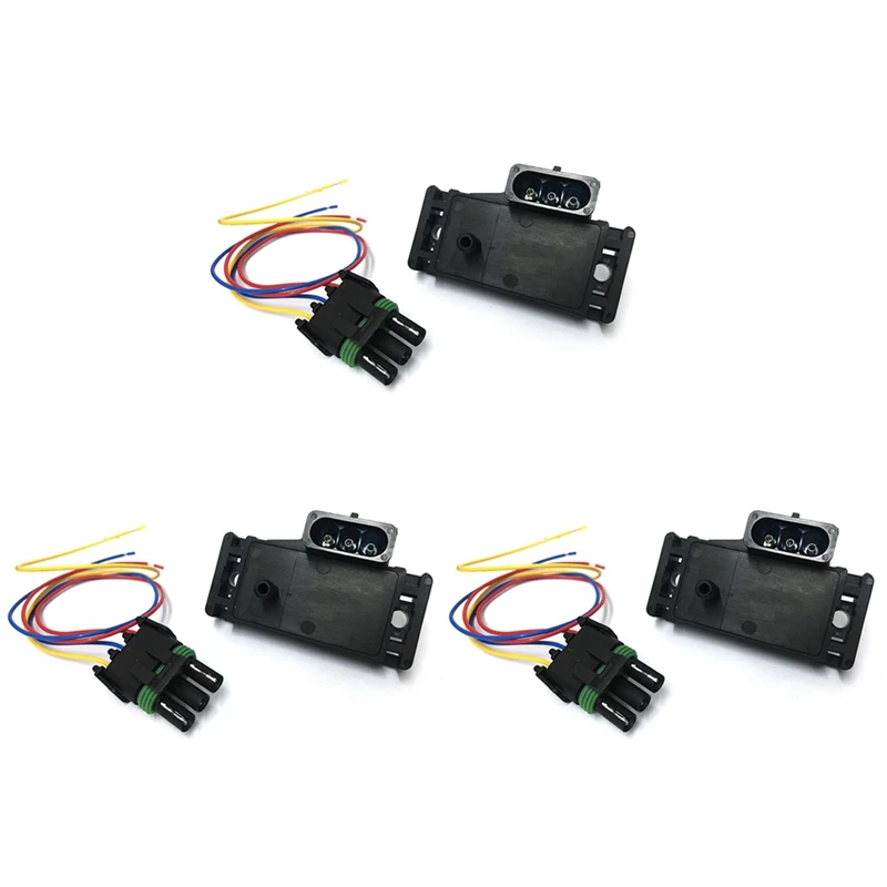 

3X 3 Bar Map Manifold Absolute Pressure Sensor Turbo Boost Wire Plug Pigtail 12223861 For Cadillac Chevrolet Pontiac