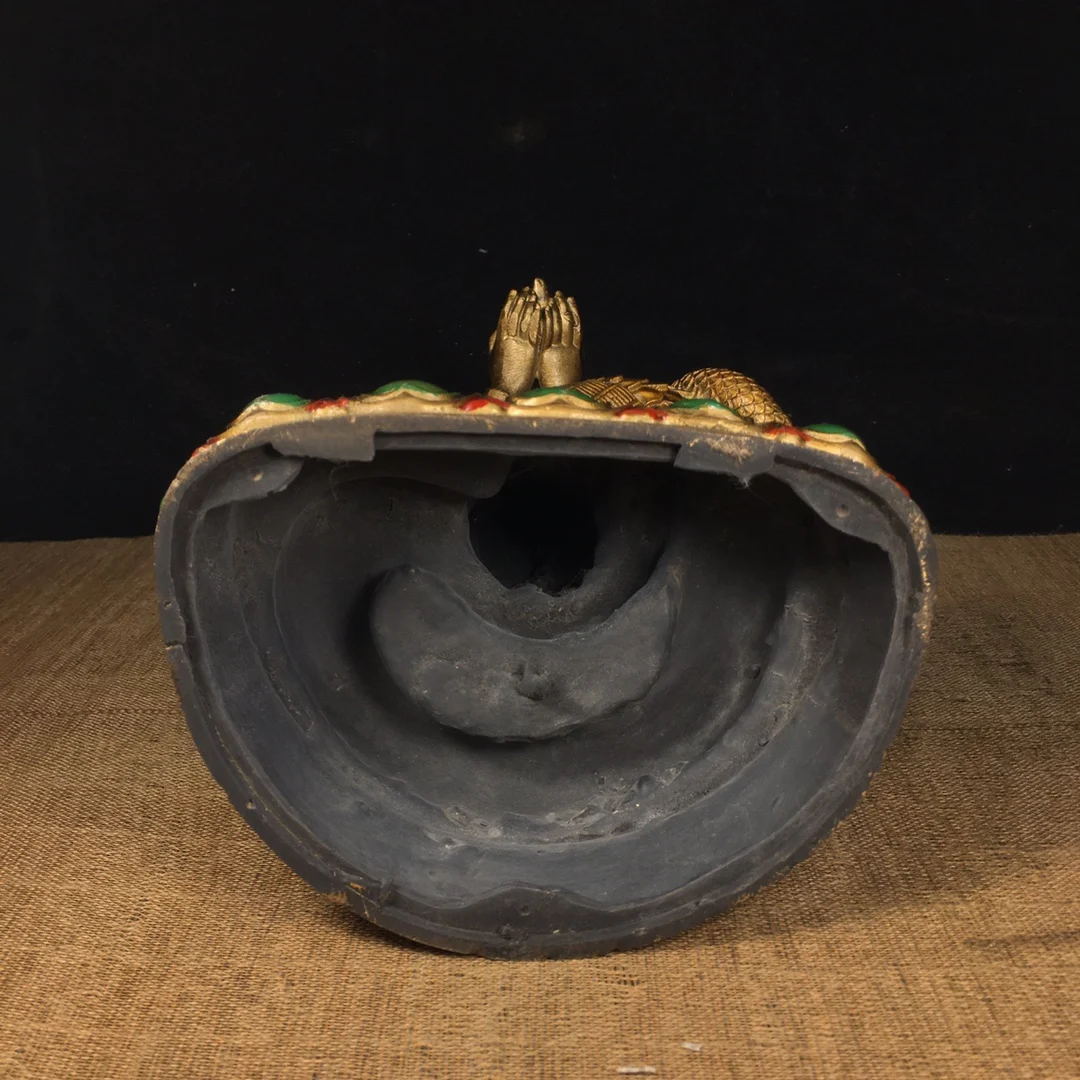 10-дюймовая коллекция тибетского храма окрашенная из старой бронзы Нагараджана