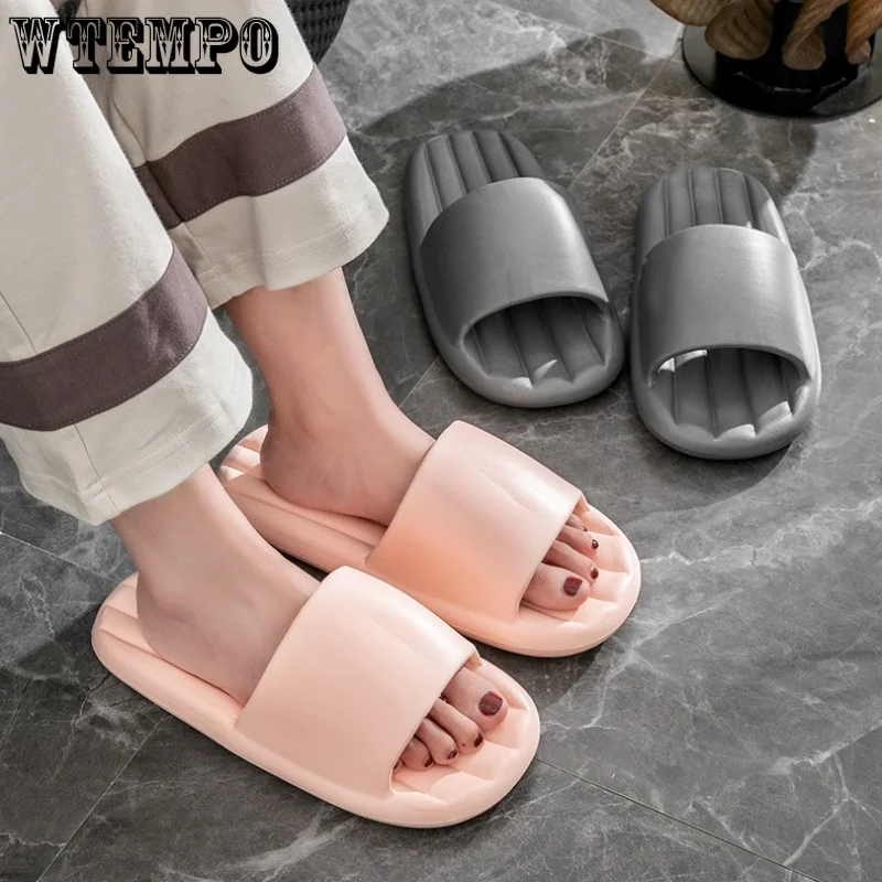 

Тапочки и шлепанцы в полоску, бесшумные Нескользящие сандалии на толстой подошве, для ванной комнаты, летние тапочки, 2023