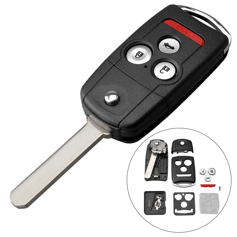 

4 Buttons Car Key Fob Shell Folding Panic Button Remote Key Case Cover HON66 Blade Fit for Acura Honda Civic Accord Jazz CRV
