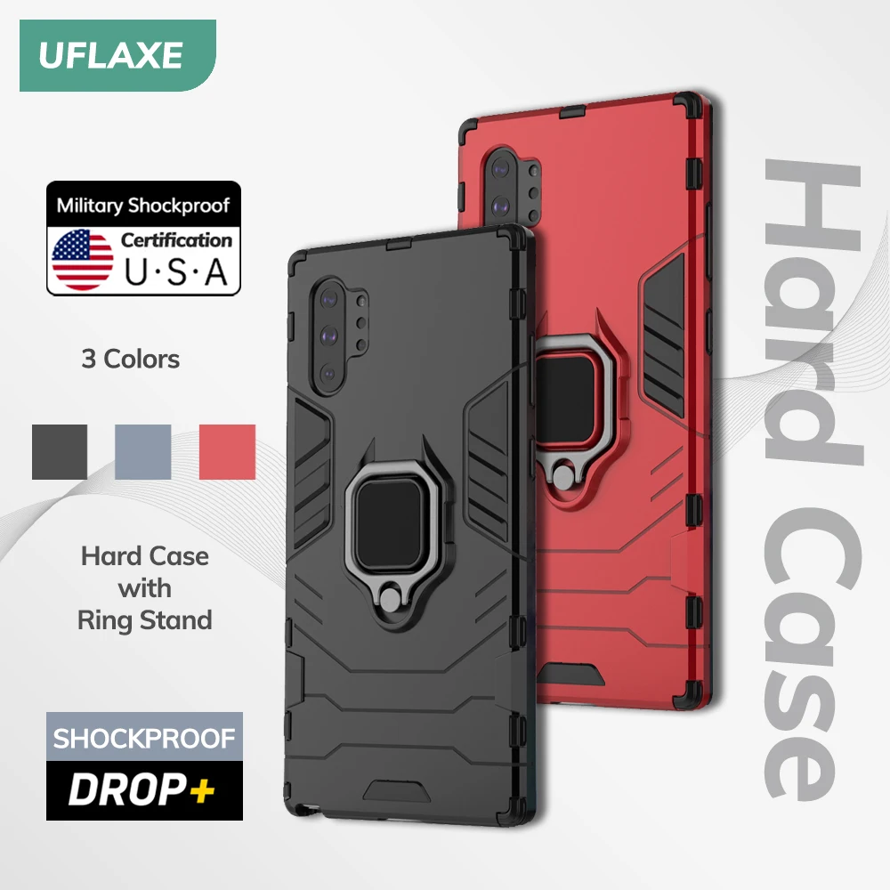 UFLAXE Original Shockproof Case for Samsung Galaxy Note 10 / 10 Plus / Note 10 Lite / Note 9 Cover Hard Casing with Ring Stand
