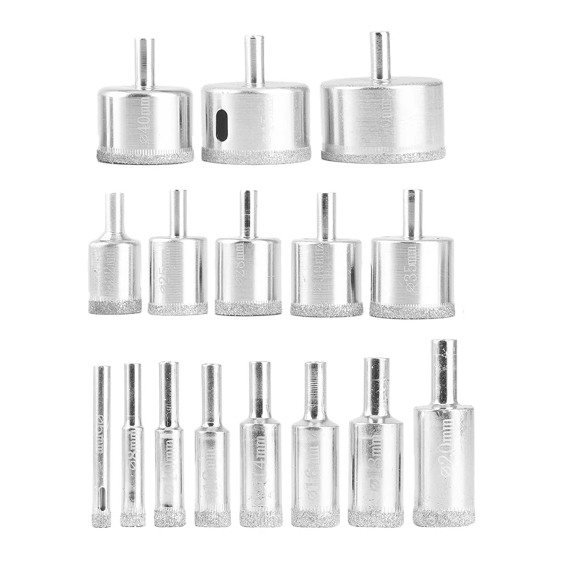 

16Pcs Diamond Tool Drill Bit Hole Saw Set For Glass Ceramic Marble 6Mm-50Mm