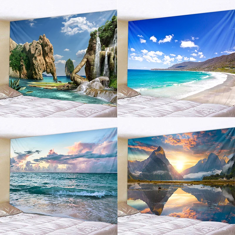 

Beautiful Wave Scenery Printing Tapestry Wall Hanging Wall Scenery Bedroom Living Room Wall Tapestry Can Be Customized