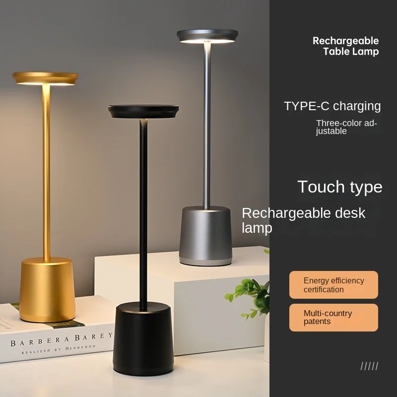 

Wireless Table Lamp Touch Sensor Rechargeable Desktop Night Light LED Reading Lamp for Restaurant Hotel Bar Bedroom Decor Light
