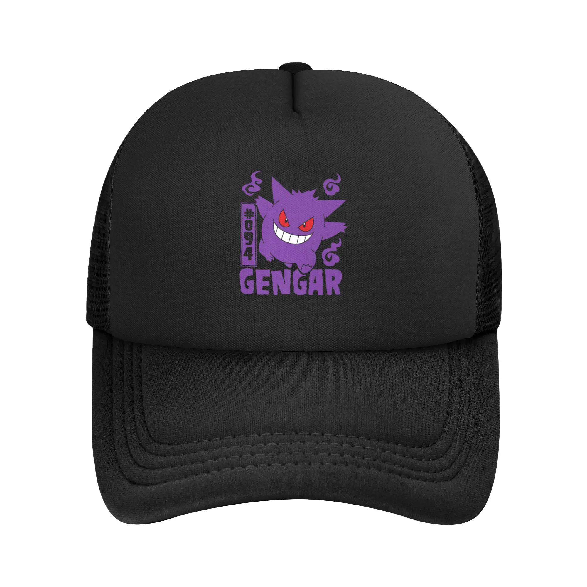 Фото Унисекс-кепки Pokemoned Gengar Trucker, сетчатые бейсболки из полиэстера, регулируемые летние кепки от солнца №1