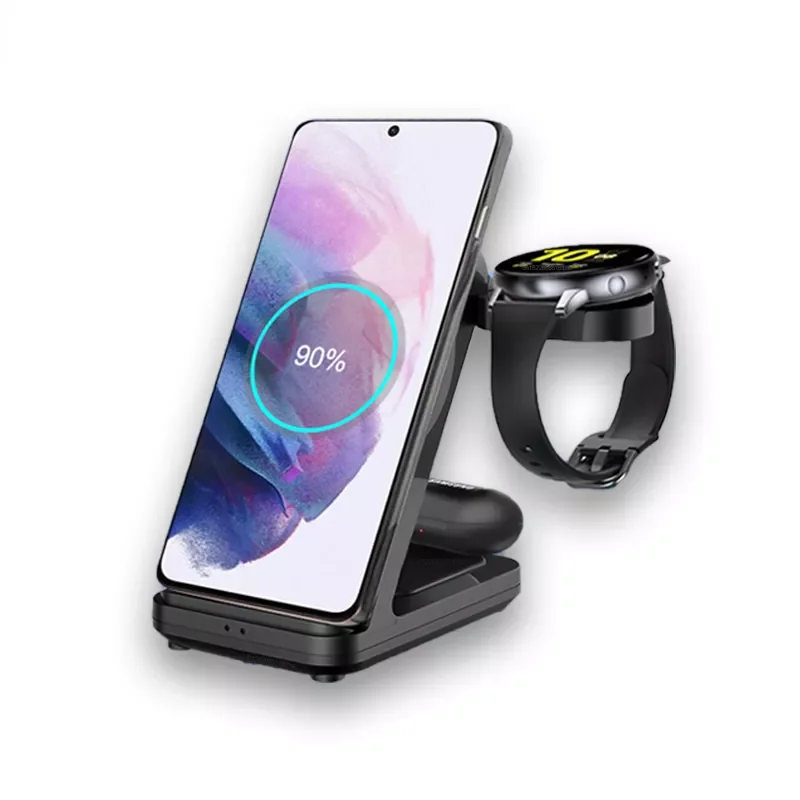 

3 in 1 Wireless Charger Stand Galaxy Watch 4 Active 2/1 15W Fast Charging Dock Station S21/S20 Charger