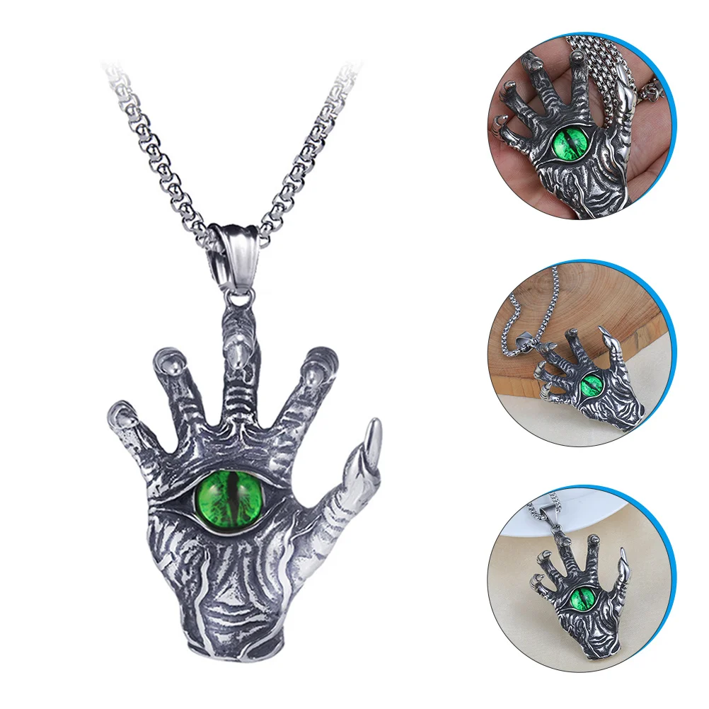 

Necklace Men Evil Eye Pendant Neckchain Ghost Clavicle Hand Jewelryretro Accessory Hip Hop Charm Cool Style Gothic Punk Fashion