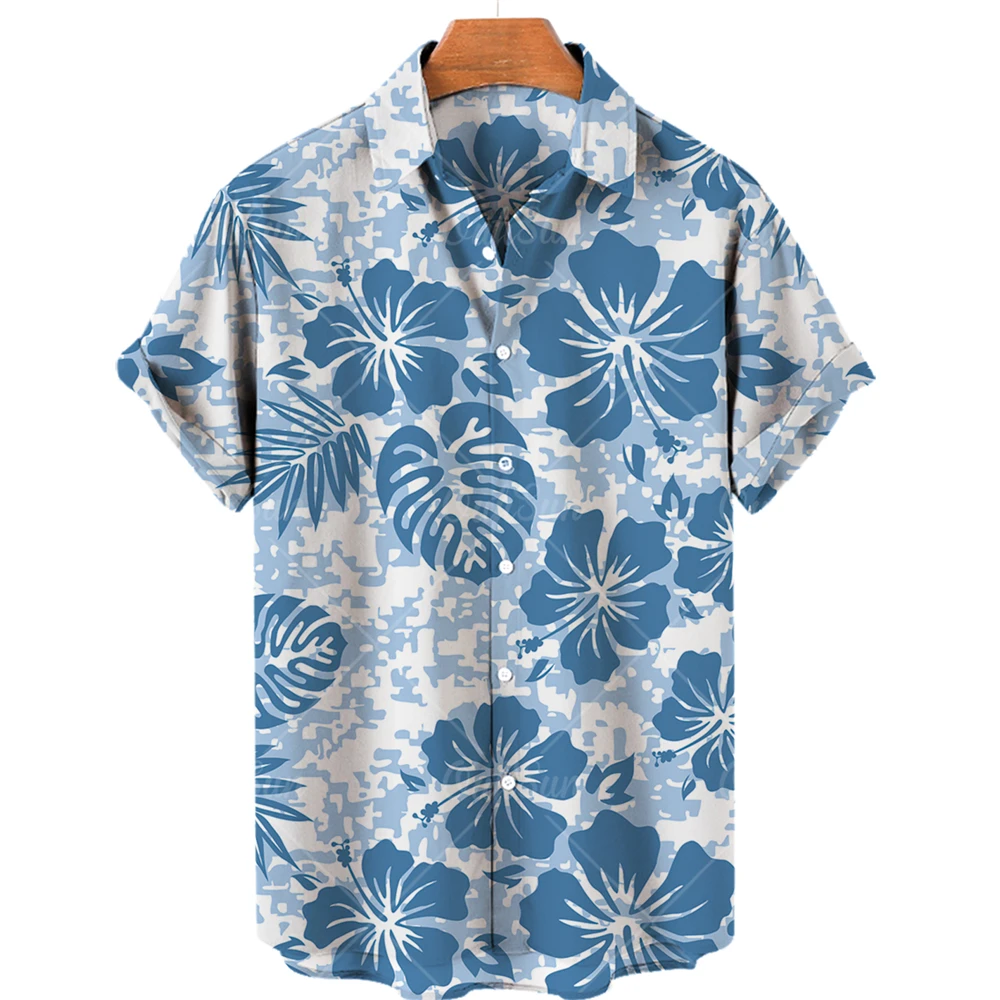2023 Summer Animal Crane men's Hawaiian shirt 3D plant shirt Men's Floral Print Plus size Hawaiian shirt Beach Flower shirt 5XL