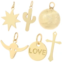 geometric star cross designer charms cute animals ball heart earring charms gold color diy pendant necklace charms butterfly