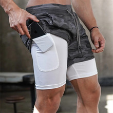 2020 summer 2 en 1 shorts hombres gyms fitness running shorts pantalones cortos de secado rápido...
