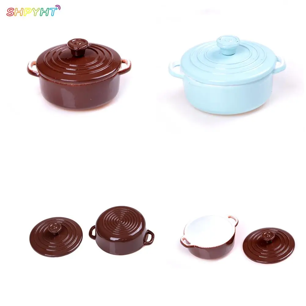 1:12 Dollhouse Miniature Kitchen Utensils Cooking Ware Mini Pot Boiler Pan with Lid Doll house Accessories  Kitchen Toy images - 6