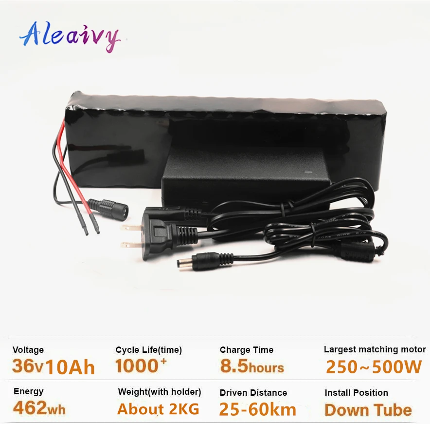 

Aleaivy 36v 10Ah 10S3P 18650 rechargeable battery, modified bicycle, electric scooter battery charger lithium ion + 42V 2Acharge