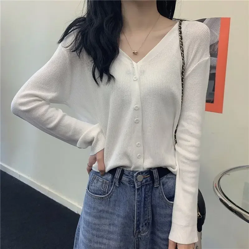 Hikigawa Chic Модные женские зеленые вязаные рубашки Cargidan Летние однотонные тонкие