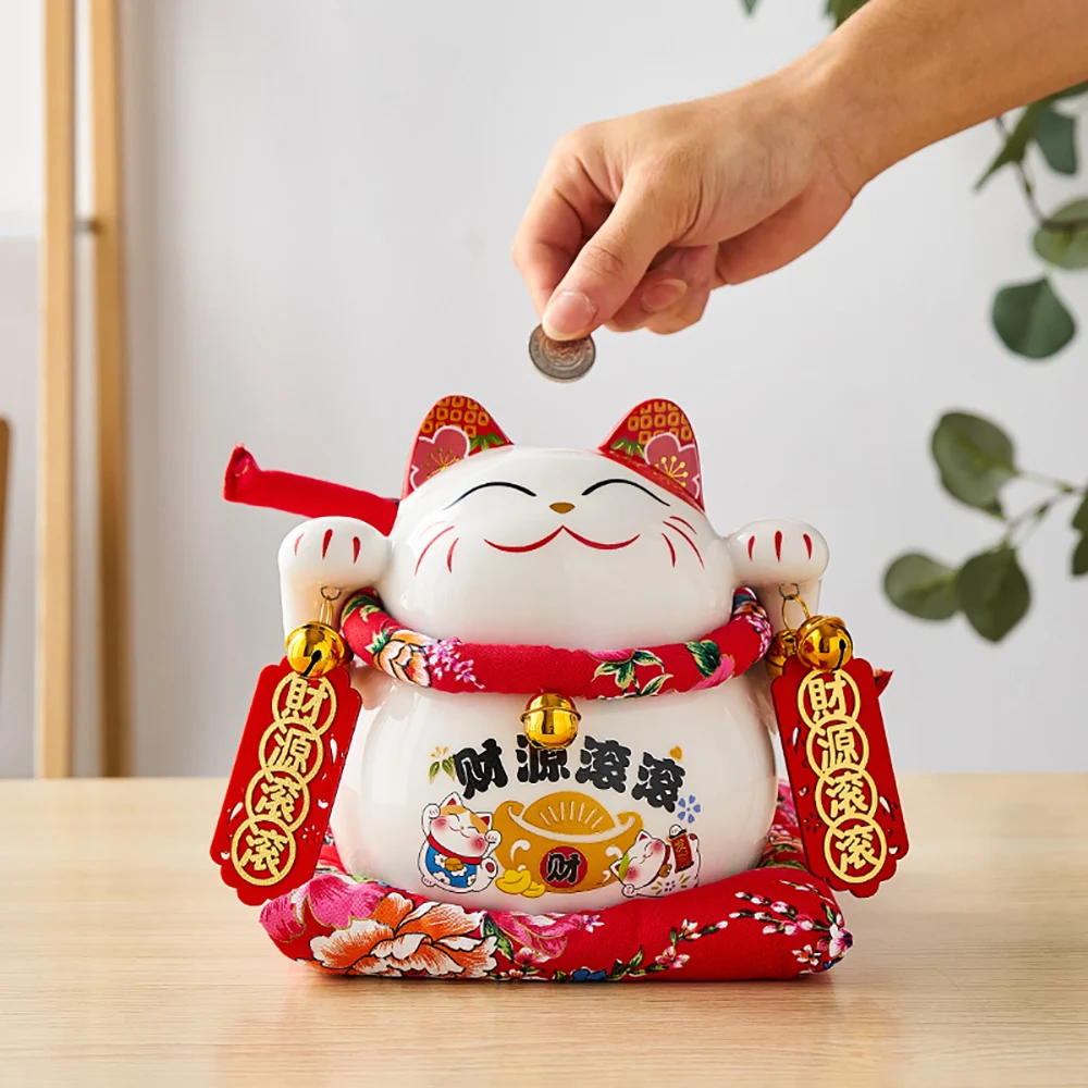 

Lucky Cat Cute Piggy Bank Money Saving Box Home Decoration Ornaments Ceramic Piggy Bank Money Bank For Kids