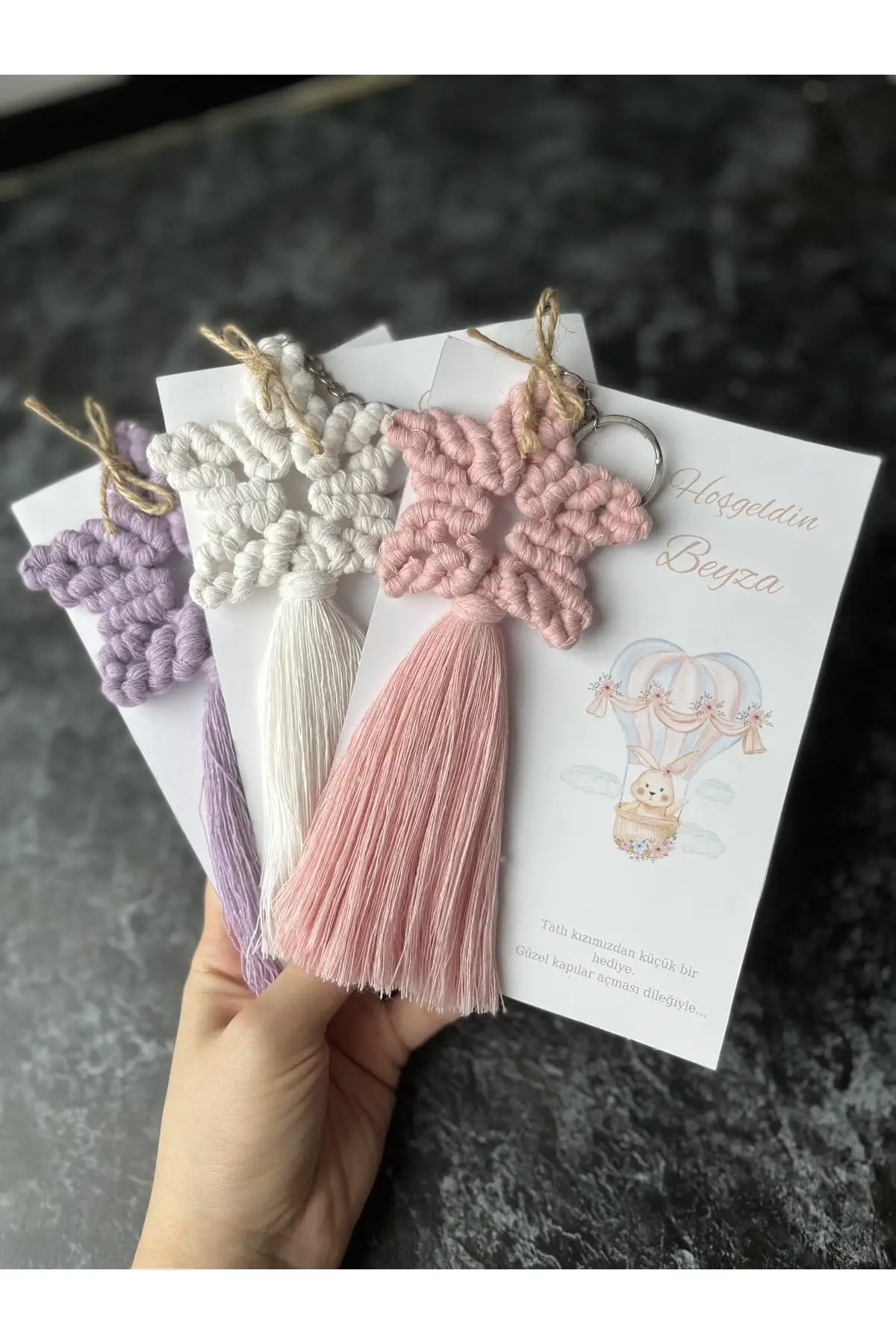 

Tassel Handmade Gift Macrame Star Macrame Keychain 24 Pieces Card Gelatin