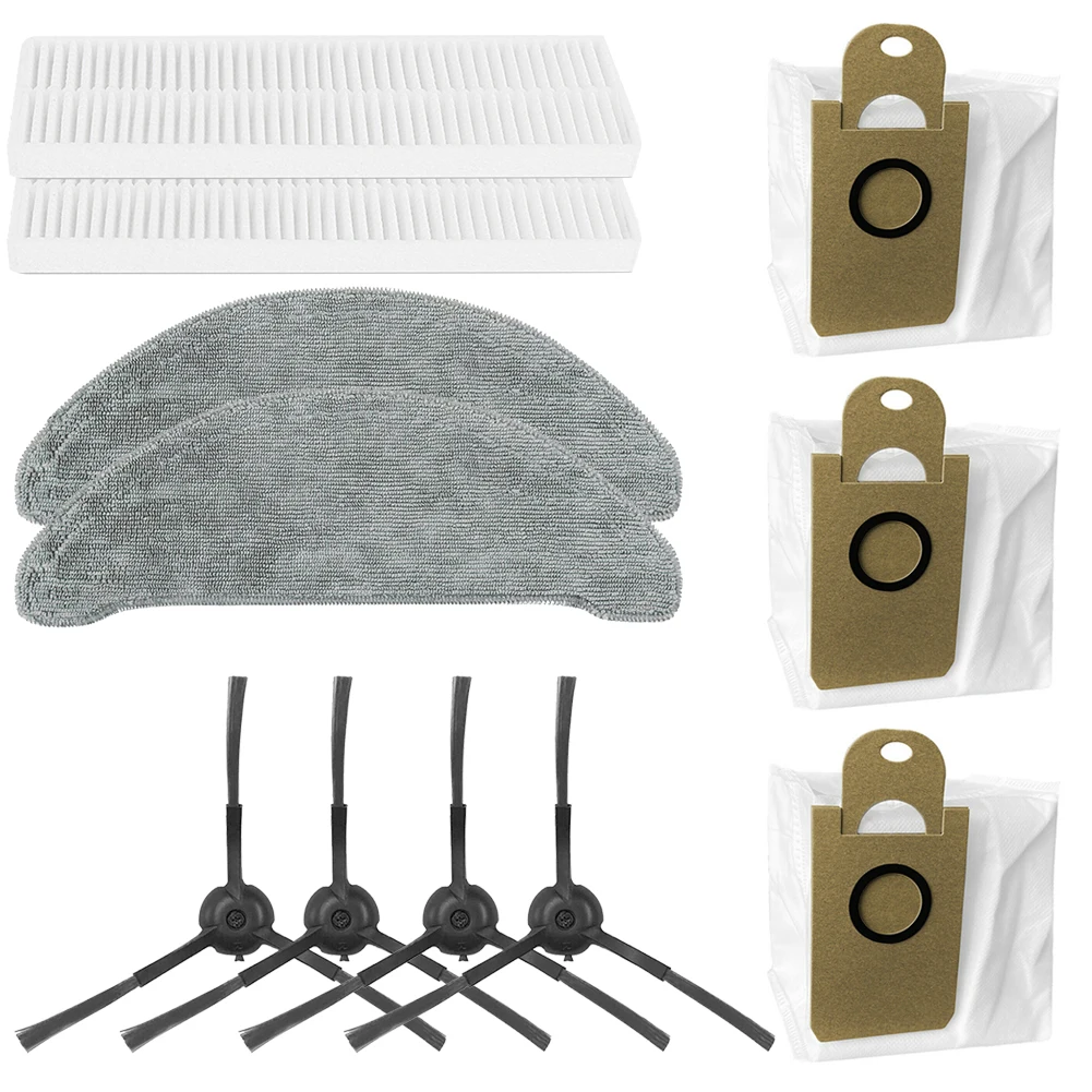 

For IMOU RV-L11-A 3 In 1 Vacuum Cleaner Side Brush Filter Wipe Dust Bag Kit (4*Side Brush+2*Wipes+2*Filter+3*Dust Bags)