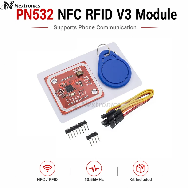 Фото Комплект модуля беспроводного считывателя/записывателя NFC RFID PN532 V3 13,56 МГц I2C SPI HSU с антенной PCB и картой S50 для Arduino №1