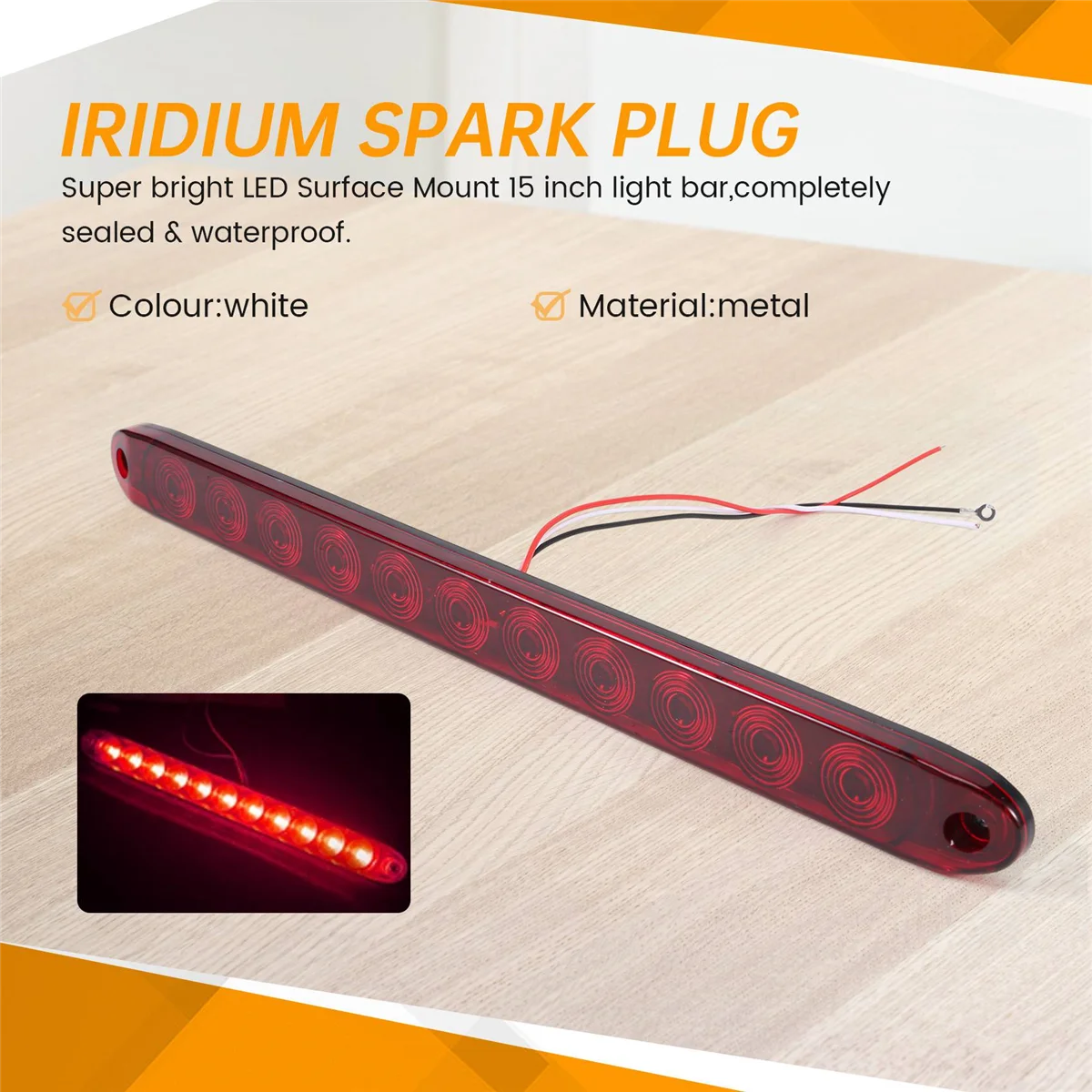 1 шт. красный 15 дюймов 11 светодиодов стоп-сигнал поворот хвост 3-й