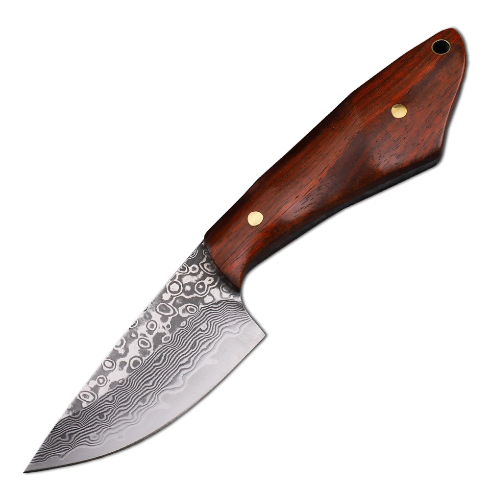 

Sandalwood Handle Damascus Blade Fishing Kitchen Chopping Activity Pocket Fruit Knife EDC Tool