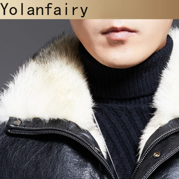 YOLANFAIRY мужская куртка из натуральной воловьей кожи с натуральным мехом волка