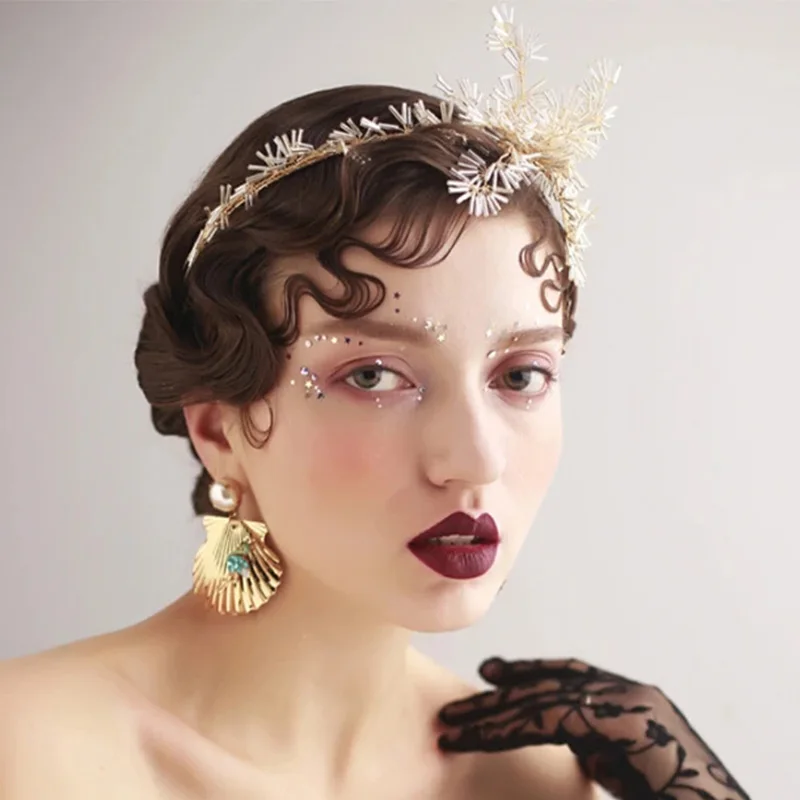 Ldealway новый уникальный дизайн прозрачный кристалл лист обручи для волос серьги