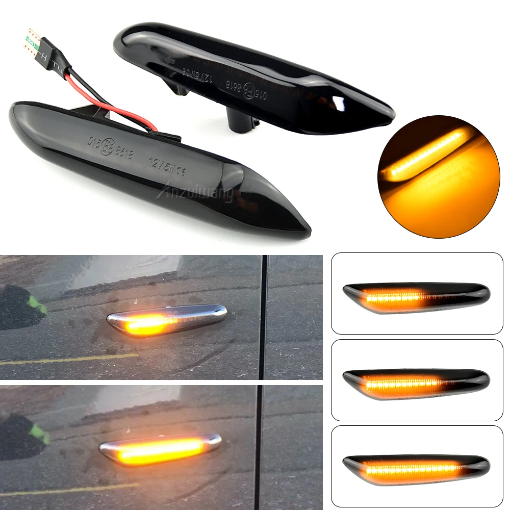 

2PCS Smoke Lens Dynamic Flowing LED Turn Signal Side Marker Light Blinker Lamp for BMW E90 E91 E92 E93 E60 E87 E82 E46