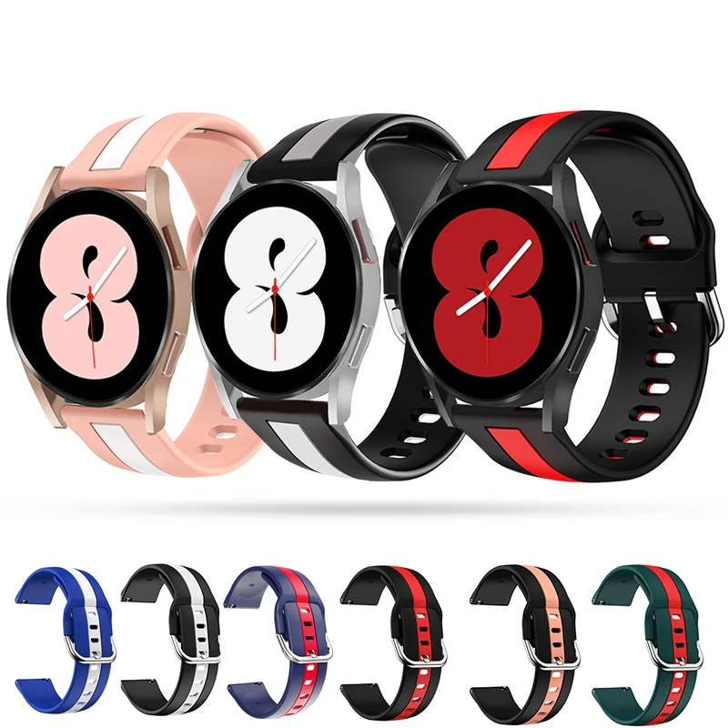 

20mm Stripe Silicone Strap For Samsung galaxy watch 4 Classic 46mm 40 44mm Gear wrist Correa bracelet Galaxy Watch Active 2 Band