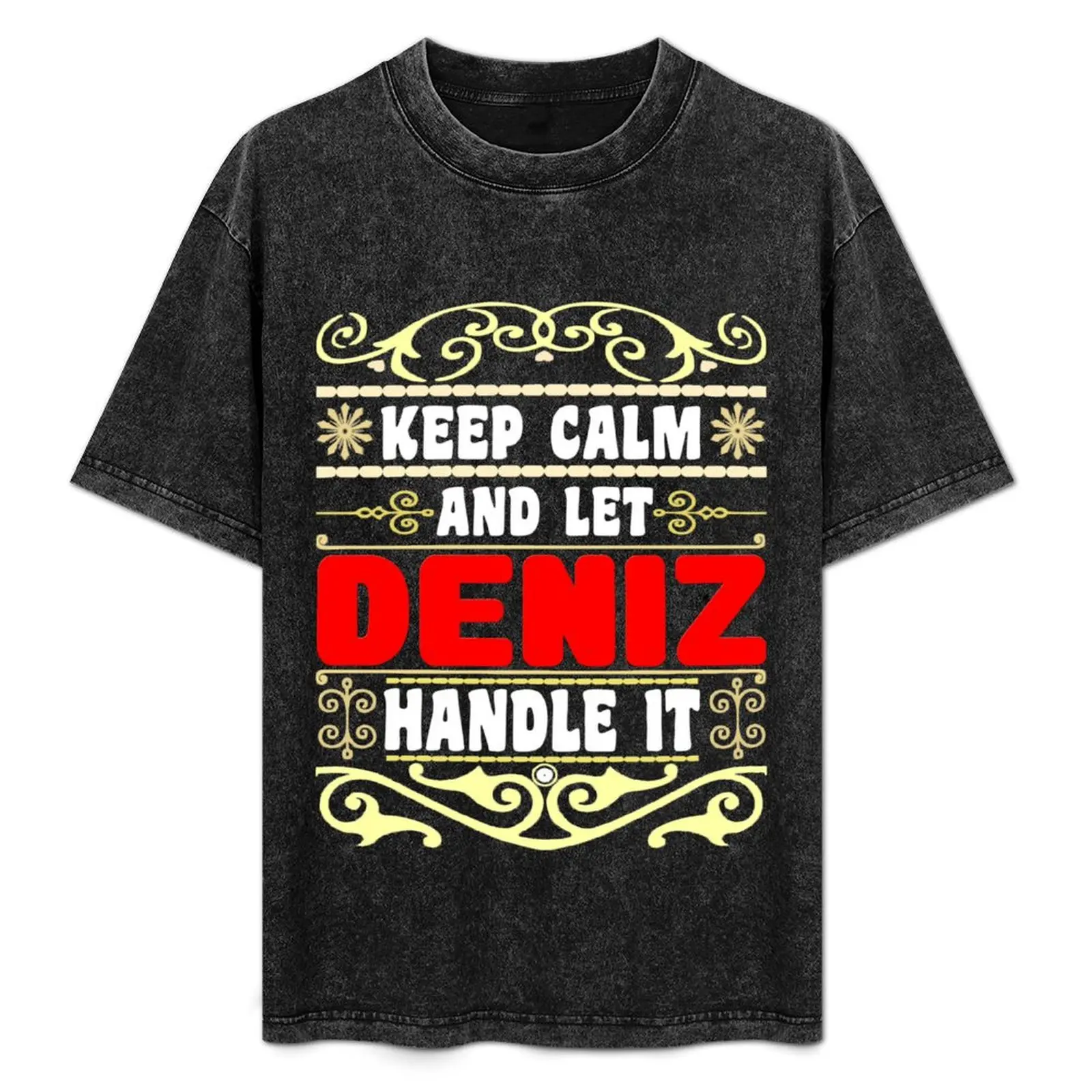 Рубашка мужская компрессионная быстросохнущая с надписью Keep Calm And Let Дениз этим