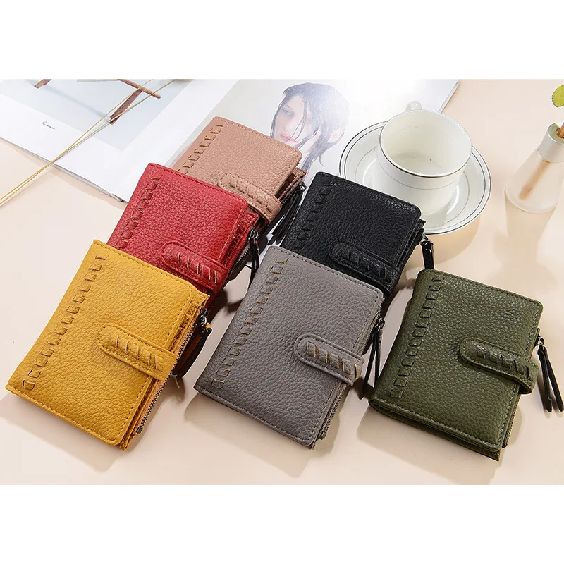 2022 New Small Women Wallet PU Leather Bifold Purse with ID Window Women Card Holder High Quality Zipper Coin Purse Wallet