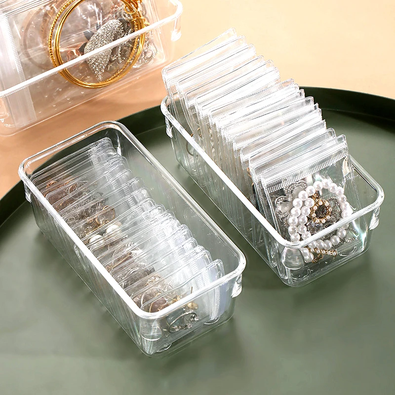 

New Anti-oxidation Jewelry Storage Bag Desktop Drawer Organizer Transparent Necklace Bracelet Ring Holder Ziplock Bag Storage