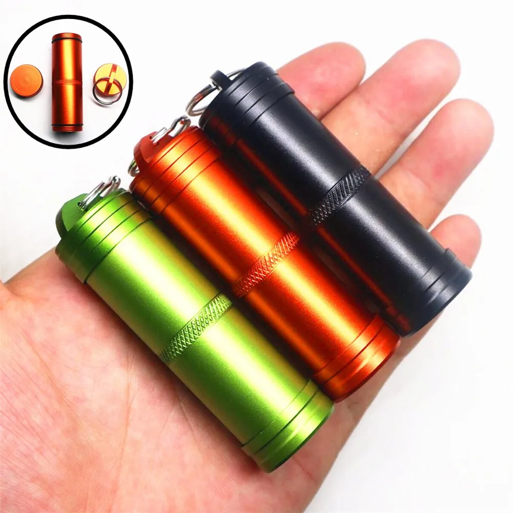 

EDC Waterproof Container Capsule Dry Pill Outdoor Hike Camping Medicine Holder Alloy Survive Seal Box Storage Trunk Bottle Case